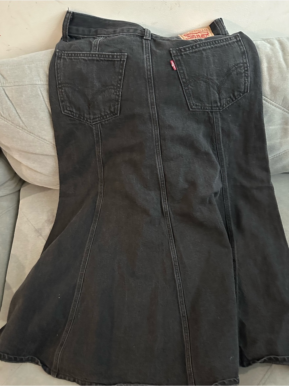 Levi's sz 25 Black Flared Denim Skirt - Panelled A-Line